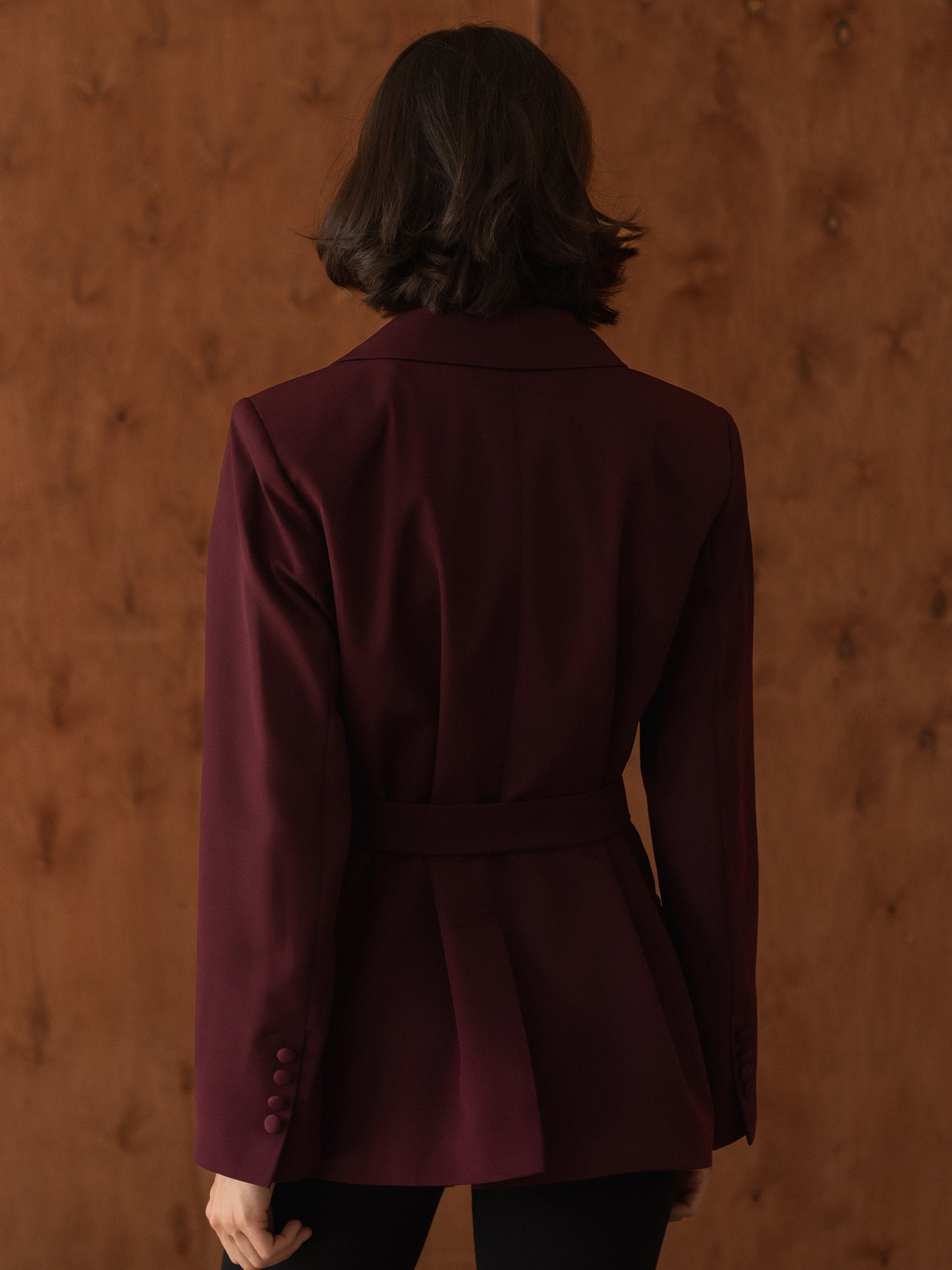 Suit jacket with belt, Burgundy